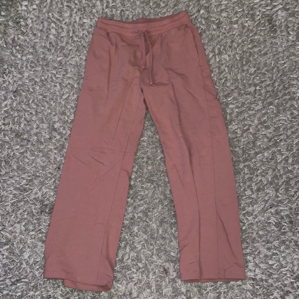 Light pink drawstring straight leg sweatpants